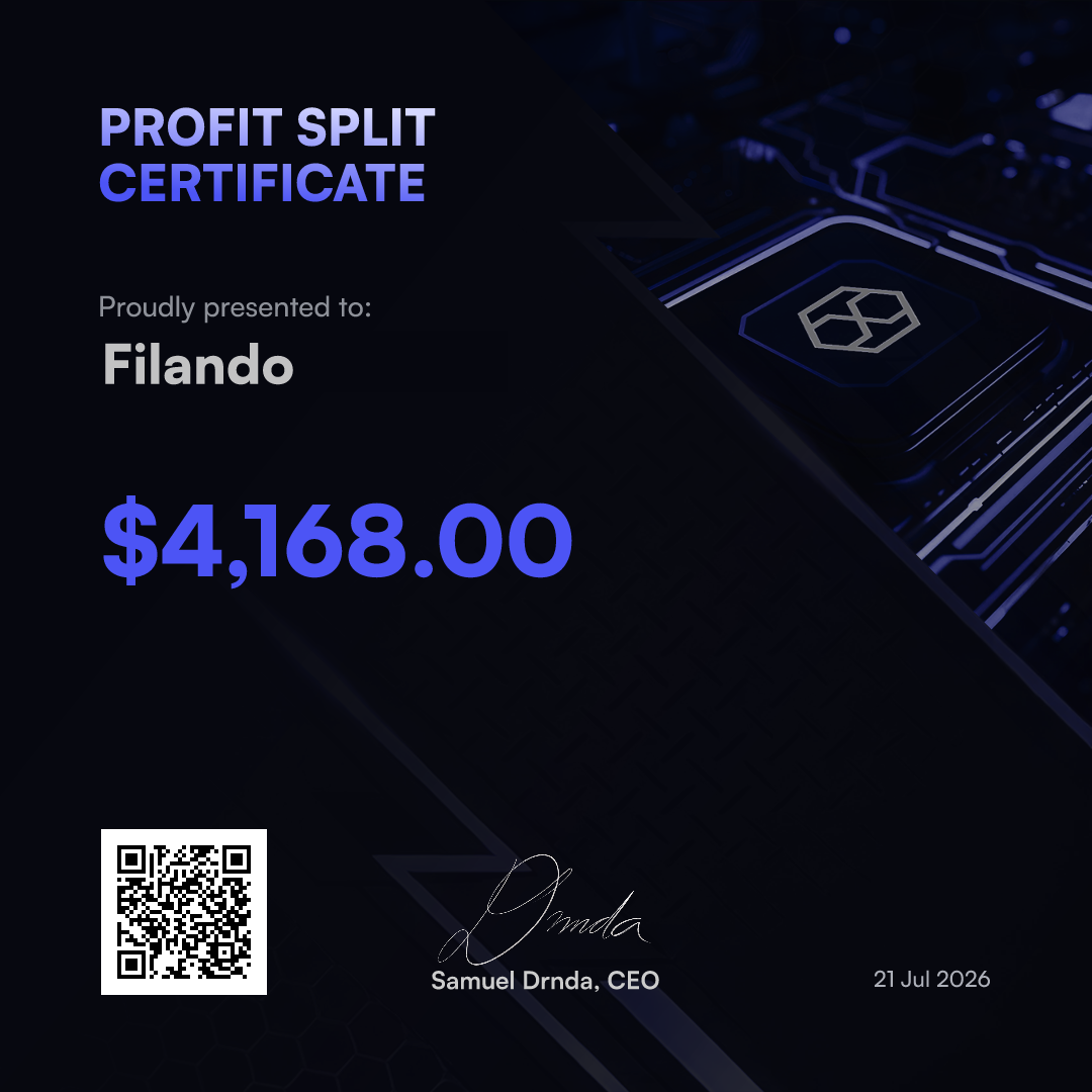 Profit Split Certificate $4,168 from Hyro Trader